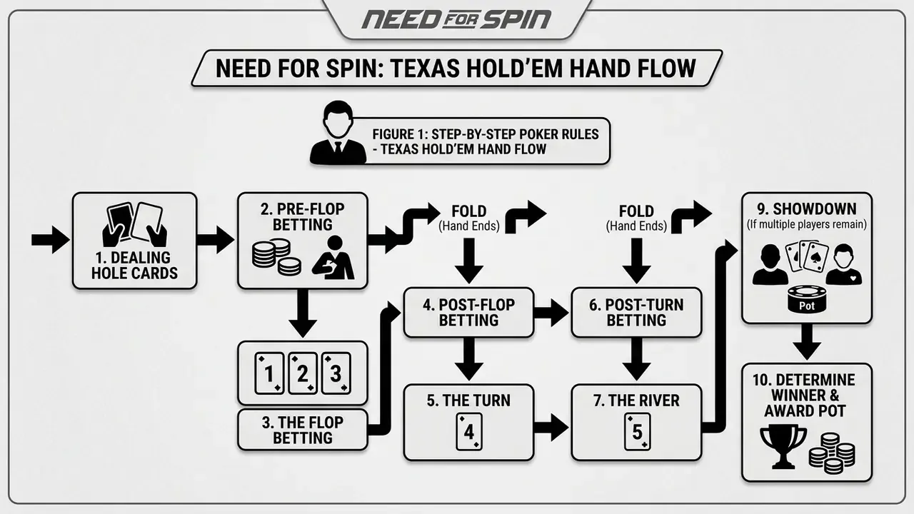 poker rules step-by-step Texas Hold'em hand flow
